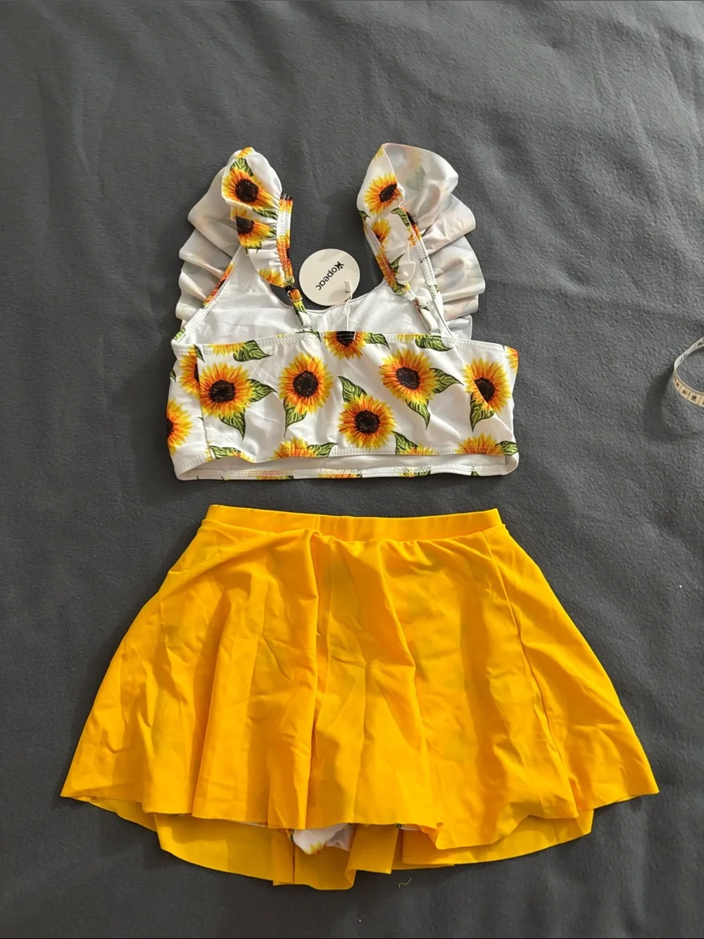 Hopeac Sunflower Tankini Swim Set Skirted Bottom Girls 10-12 (150) L